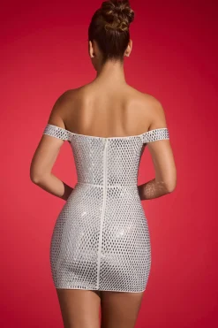Oh Polly Party Dresses | Birthday^Embellished Off-Shoulder Mini Dress in White