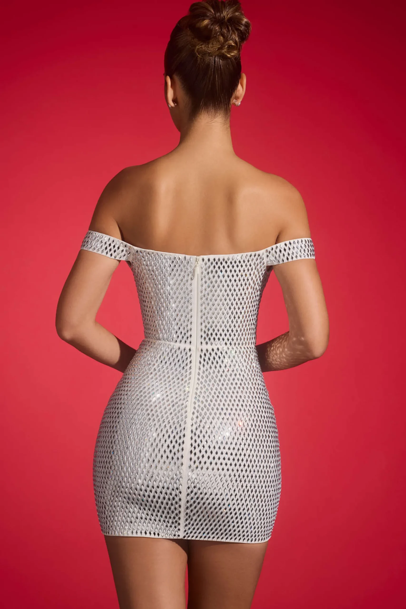 Oh Polly Party Dresses | Birthday^Embellished Off-Shoulder Mini Dress in White