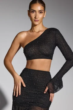 Oh Polly Women'S Clothing Sale - $65 And Under | Women'S Clothing Sale - $40 And Under^Embellished One Shoulder Top in Black