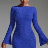 Oh Polly Party Dresses | Birthday^Embellished Open-Back A-Line Mini Dress in Cobalt Blue CobaltBlue