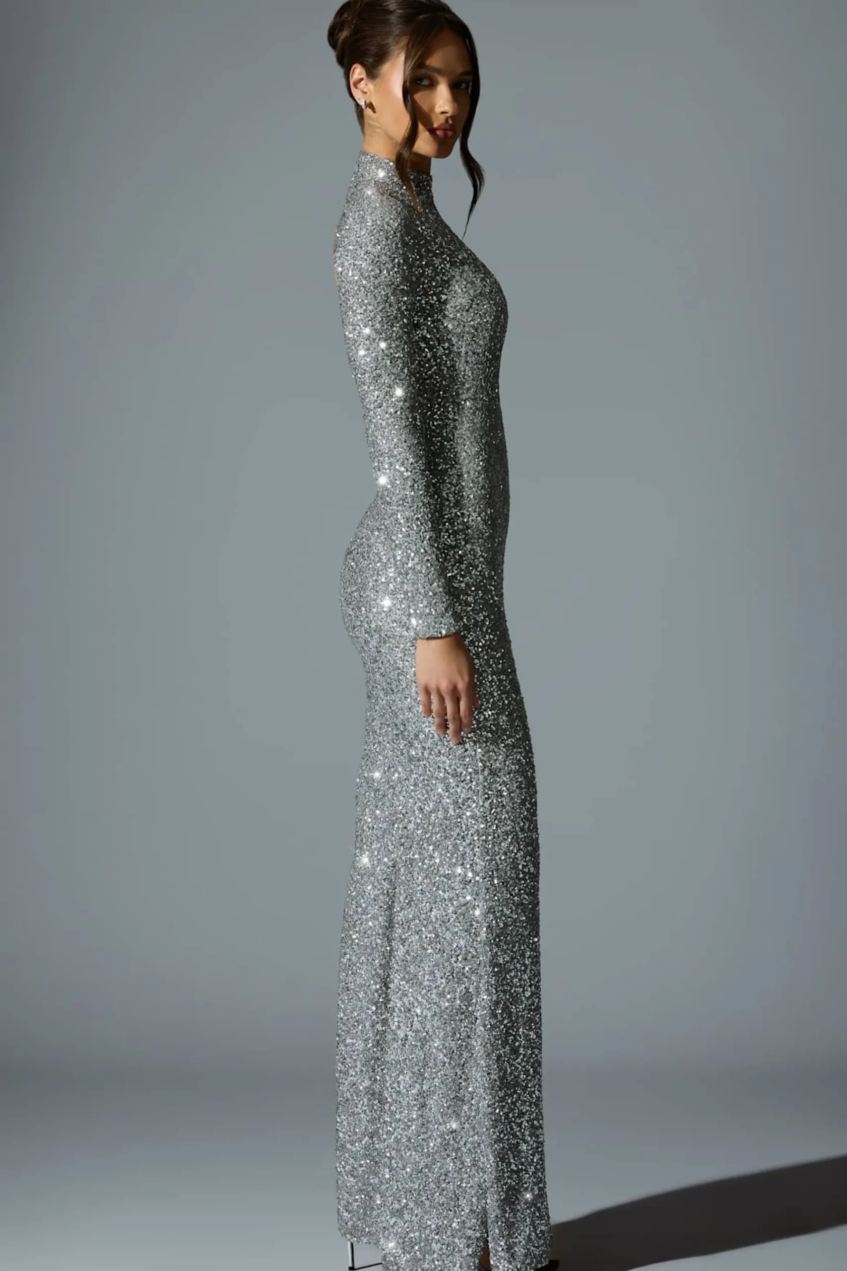 Oh Polly Holiday Party Dresses & Outfits^Embellished Open-Back Gown in Silver