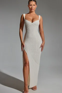 Oh Polly Party Dresses | Bride To Be^Embellished Open-Back Maxi Dress in White