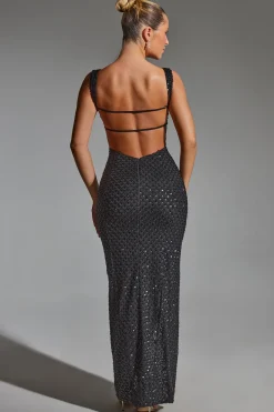 Oh Polly Party Dresses | Homecoming Dresses^Embellished Open-Back Maxi Dress in Black