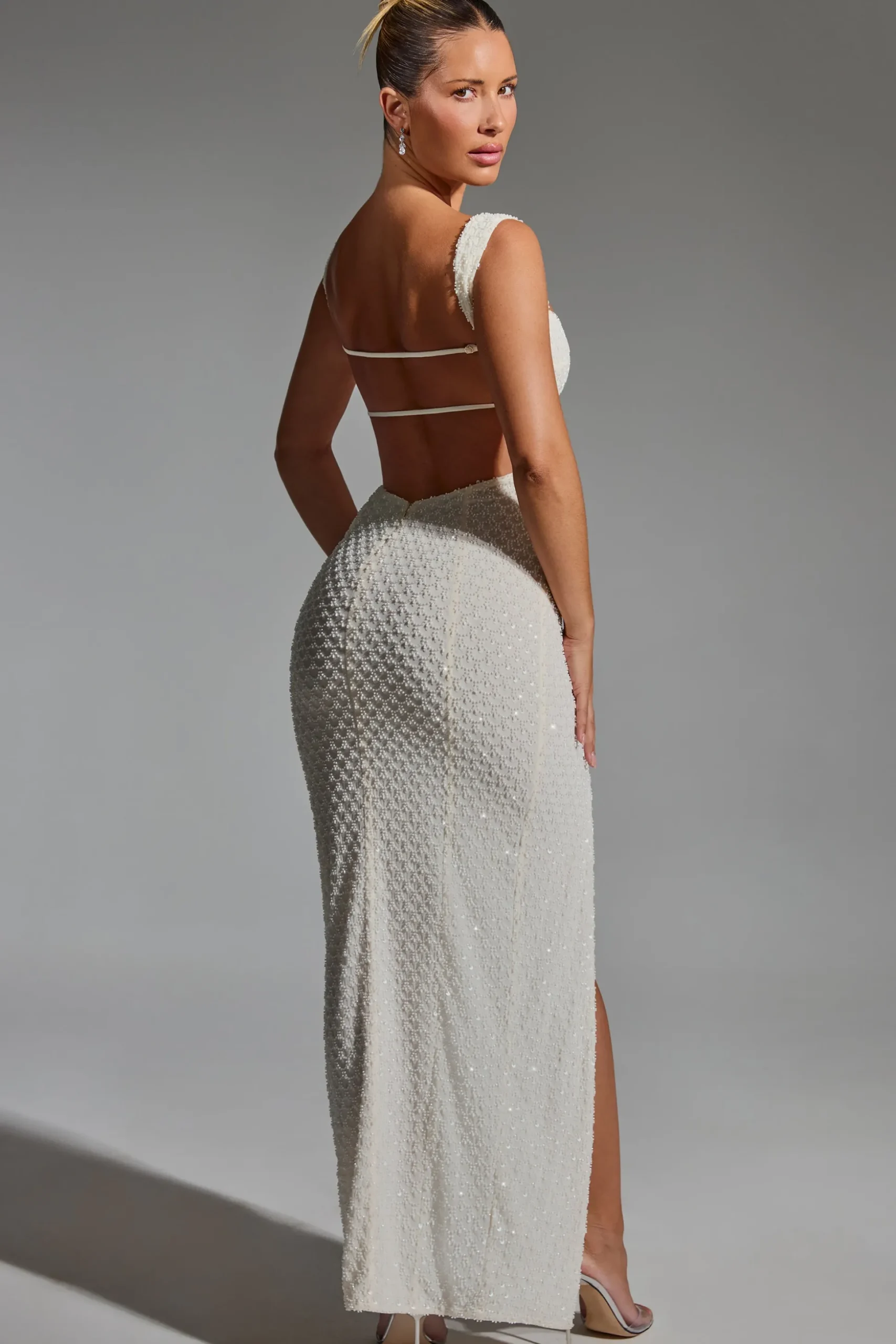 Oh Polly Party Dresses | Bride To Be^Embellished Open-Back Maxi Dress in White
