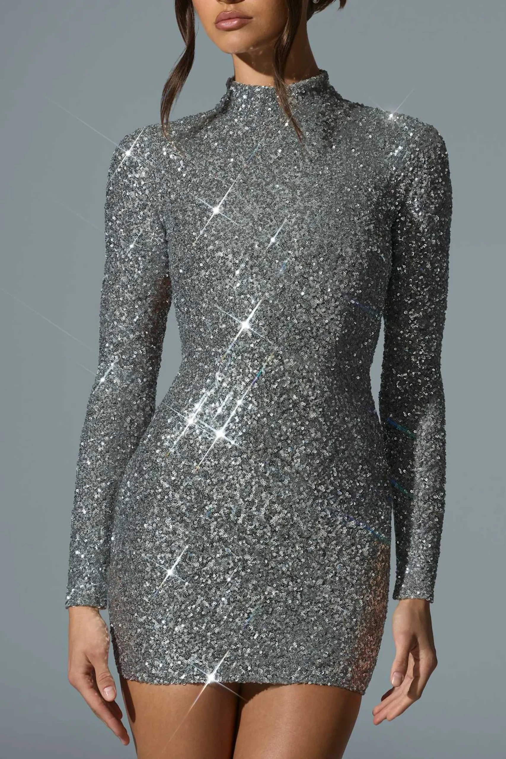 Oh Polly Party Dresses | Holiday Party Dresses & Outfits^Embellished Open-Back Mini Dress in Silver