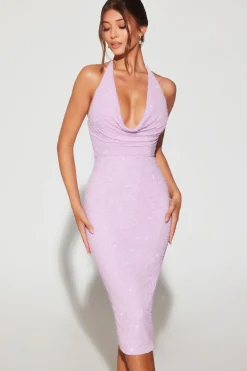 Oh Polly Women'S Clothing Sale - $65 And Under | Wedding Guest^Embellished Plunge Halter Neck Midaxi Dress in Lilac