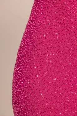 Oh Polly Party Dresses | Birthday^Embellished Plunge Neck Mini Dress in Fuchsia