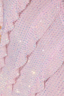 Oh Polly Party Dresses | Birthday^Embellished Ruffle Mini Dress in Soft Pink SoftPink