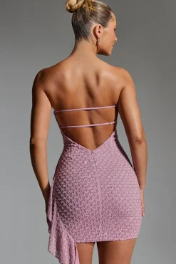 Oh Polly Homecoming Dresses | Birthday^Embellished Ruffled Cowl-Neck Bandeau Mini Dress in Mauve