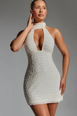 Oh Polly Party Dresses | Bride To Be^Embellished Scarf-Detail Halterneck Mini Dress in White