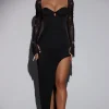 Oh Polly Party Dresses | Holiday Party Dresses & Outfits^Embellished Side Split Maxi Dress in Black