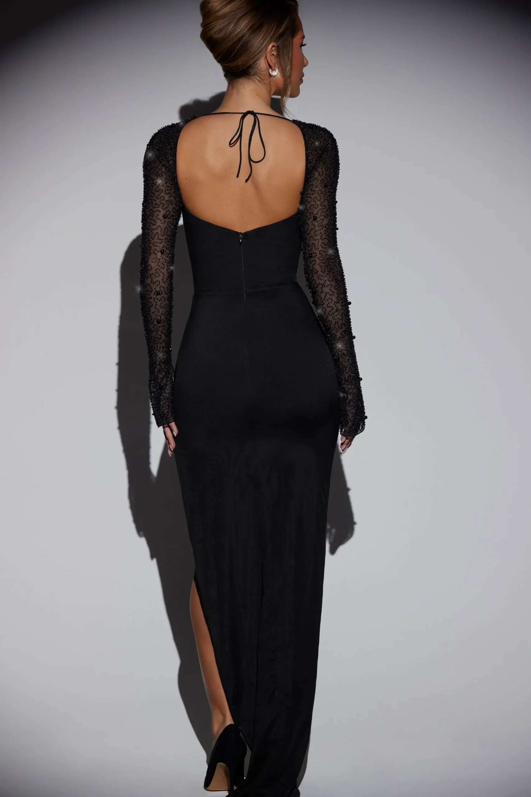 Oh Polly Party Dresses | Holiday Party Dresses & Outfits^Embellished Side Split Maxi Dress in Black