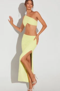 Oh Polly Women'S Clothing Sale - $65 And Under | Women'S Clothing Sale - $40 And Under^Embellished Side Split Maxi Skirt in Lime Green LimeGreen