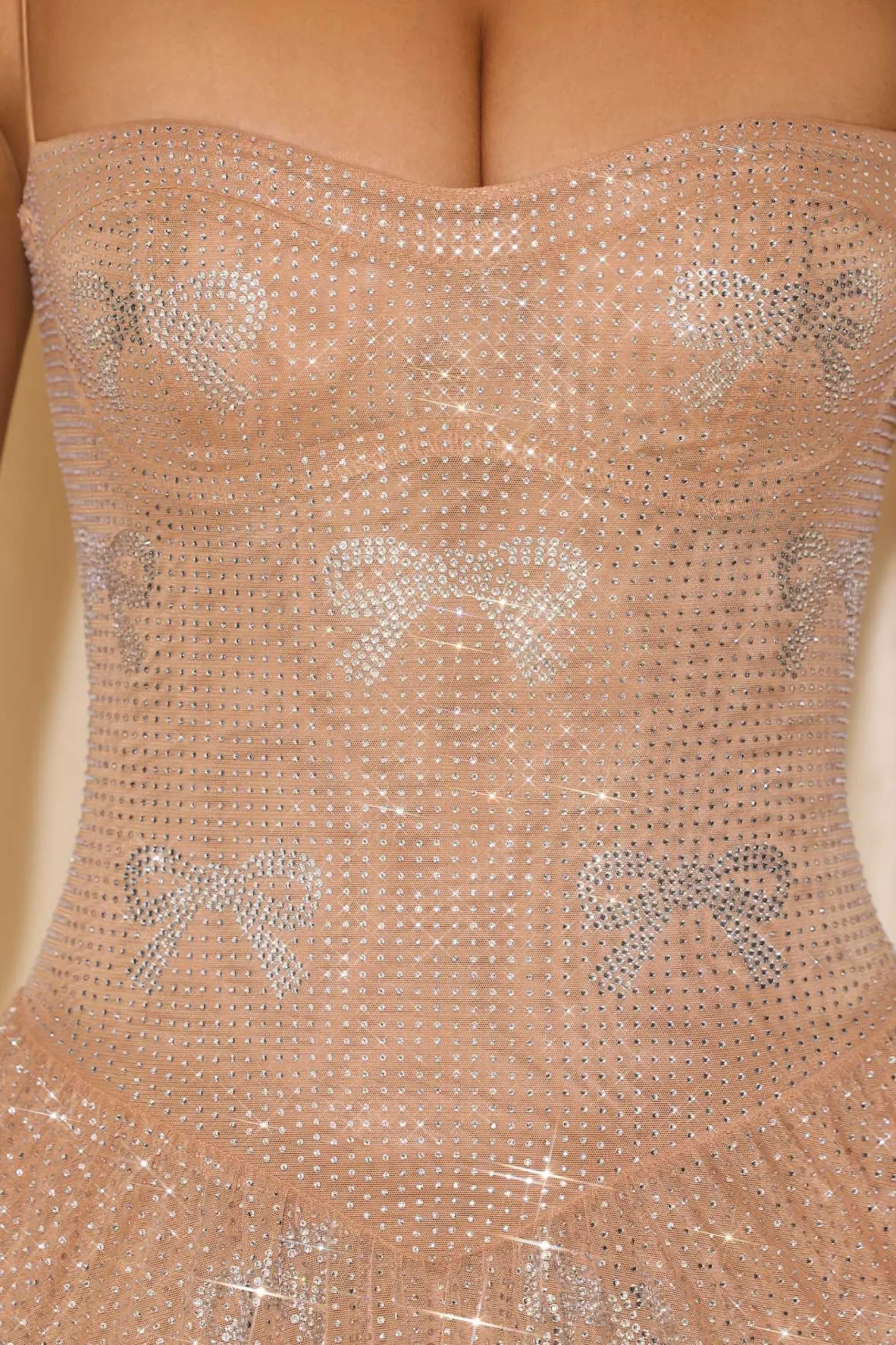 Oh Polly Embellished Dresses^Embellished Skater Mini Dress in Almond