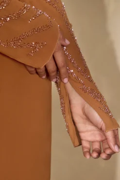 Oh Polly Women'S Clothing Sale - $65 And Under | Women'S Clothing Sale - $40 And Under^Embellished Sleeve Corset Crop Top in Caramel