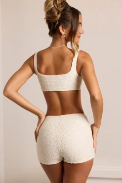 Oh Polly Co-Ords | Tops^Embellished Square Neck Bralette in White