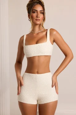 Oh Polly Co-Ords | Tops^Embellished Square Neck Bralette in White