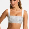 Oh Polly Women'S Clothing Sale - $65 And Under | Party Dresses^Embellished Square Neck Crop Top in Silver