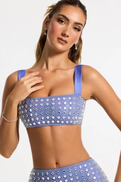 Oh Polly Women'S Clothing Sale - $65 And Under | Women'S Clothing Sale - $40 And Under^Embellished Square Neck Crop Top in Blue