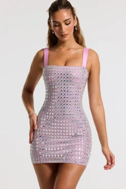 Oh Polly Homecoming Dresses | Birthday^Embellished Square Neck Mini Dress in Lilac