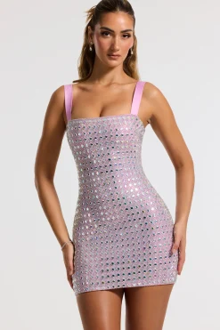 Oh Polly Homecoming Dresses | Birthday^Embellished Square Neck Mini Dress in Lilac