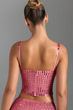 Oh Polly Co-Ords | Tops^Embellished Square-Neck Top in Watermelon