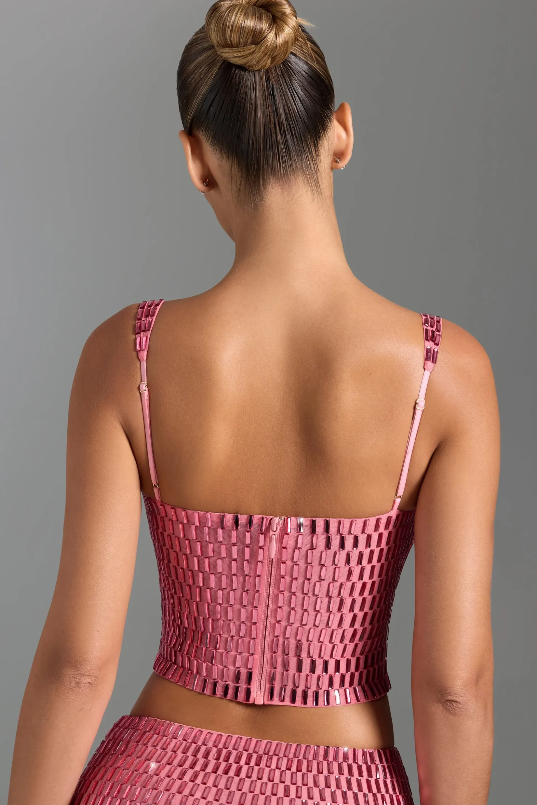 Oh Polly Co-Ords | Tops^Embellished Square-Neck Top in Watermelon