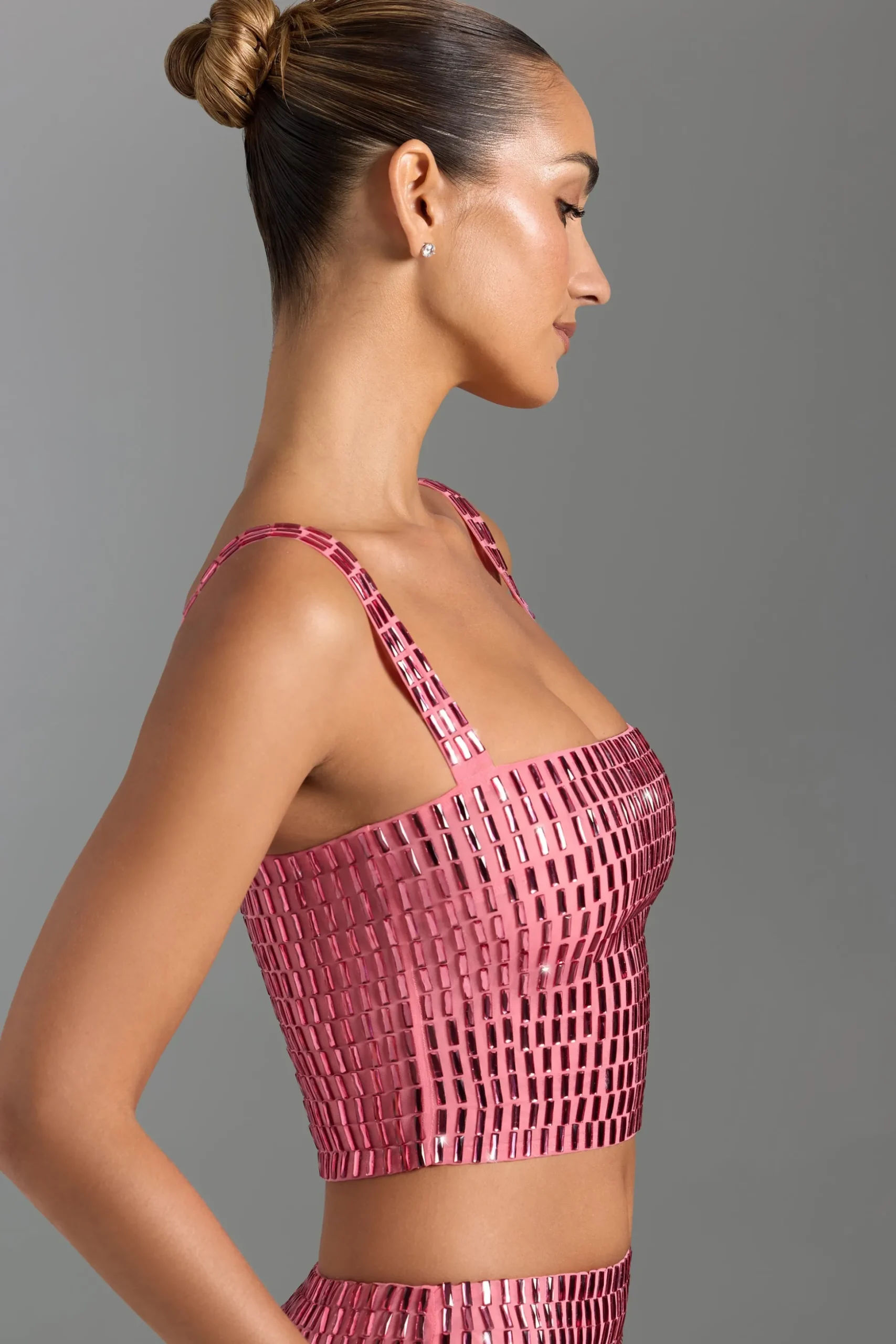 Oh Polly Co-Ords | Tops^Embellished Square-Neck Top in Watermelon