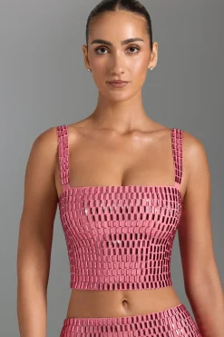 Oh Polly Co-Ords | Tops^Embellished Square-Neck Top in Watermelon