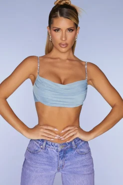 Oh Polly Women'S Clothing Sale - $65 And Under | Women'S Clothing Sale - $40 And Under^Embellished Strap Crop Top in Blue