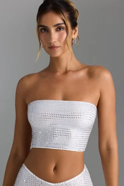 Oh Polly Co-Ords | Tops^Embellished Strap-Detail Top in White
