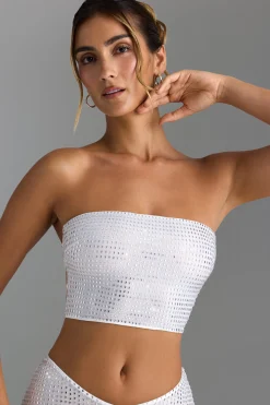 Oh Polly Co-Ords | Tops^Embellished Strap-Detail Top in White