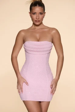 Oh Polly Party Dresses | Birthday^Embellished Strapless Cowl Neck Mini Dress in Blush