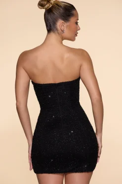 Oh Polly Party Dresses | Holiday Party Dresses & Outfits^Embellished Strapless Cowl Neck Mini Dress in Black