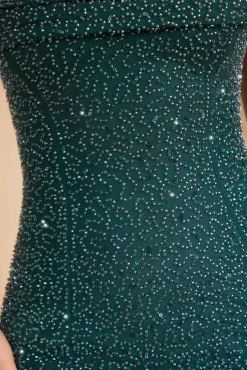 Oh Polly Embellished Dresses^Embellished Strapless Cowl-Neck Mini Dress in Emerald Green EmeraldGreen