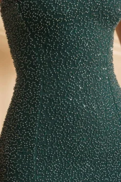 Oh Polly Embellished Dresses^Embellished Strapless Cowl-Neck Maxi Dress in Emerald Green EmeraldGreen