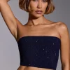 Oh Polly Co-Ords | Tops^Embellished Strapless Crop Top in Royal Indigo RoyalIndigo