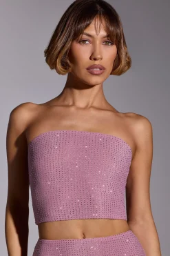 Oh Polly Women'S Clothing Sale - $65 And Under | Women'S Clothing Sale - $40 And Under^Embellished Strapless Crop Top in Light Pink LightPink
