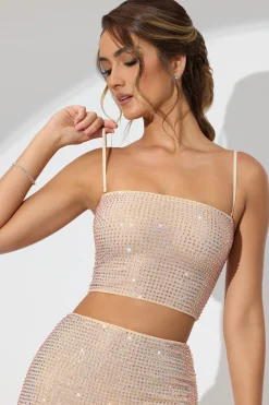 Oh Polly Women'S Clothing Sale - $65 And Under | Women'S Clothing Sale - $40 And Under^Embellished Strapless Crop Top in Champagne