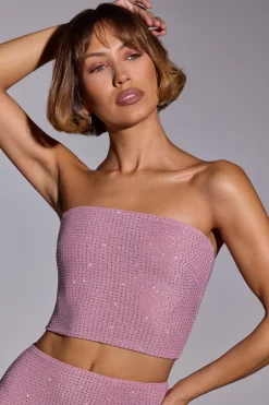 Oh Polly Women'S Clothing Sale - $65 And Under | Women'S Clothing Sale - $40 And Under^Embellished Strapless Crop Top in Light Pink LightPink