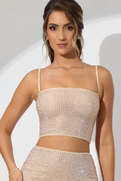 Oh Polly Women'S Clothing Sale - $65 And Under | Women'S Clothing Sale - $40 And Under^Embellished Strapless Crop Top in Champagne
