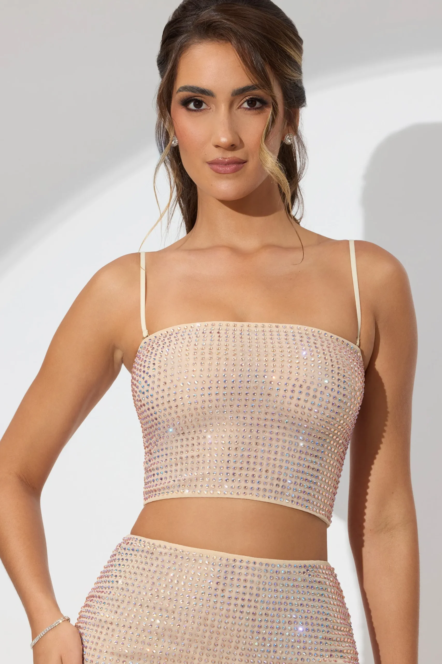 Oh Polly Women'S Clothing Sale - $65 And Under | Women'S Clothing Sale - $40 And Under^Embellished Strapless Crop Top in Champagne