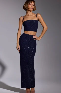 Oh Polly Co-Ords | Tops^Embellished Strapless Crop Top in Royal Indigo RoyalIndigo