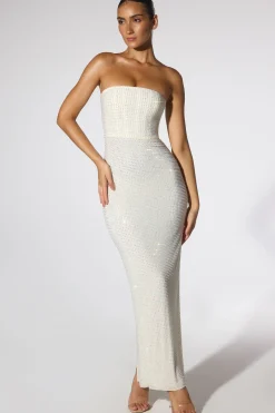 Oh Polly Party Dresses | Bride To Be^Embellished Strapless Evening Gown in Ivory