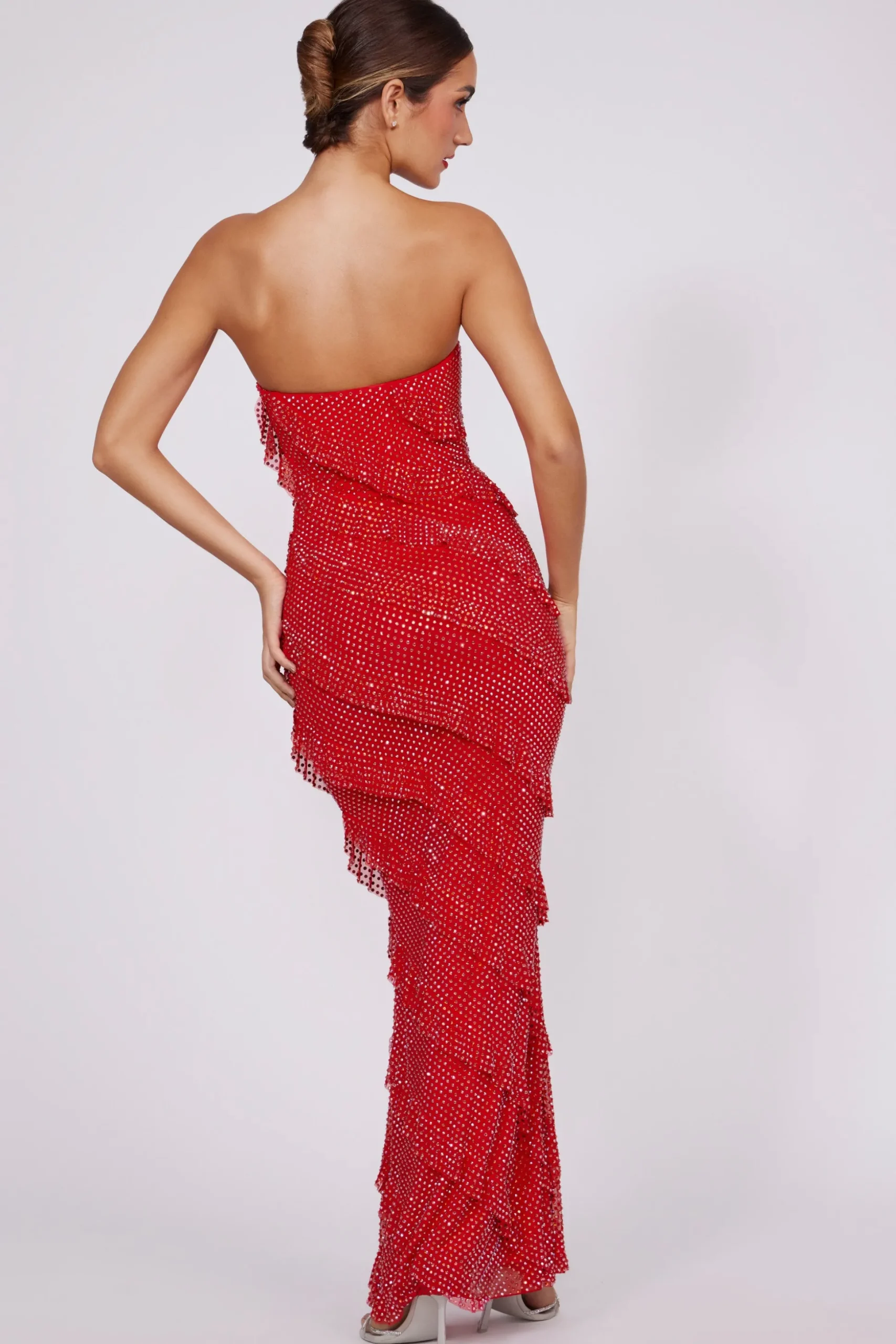 Oh Polly Wedding Guest | Party Dresses^Embellished Strapless Ruffle Maxi Dress in Fire Red FireRed