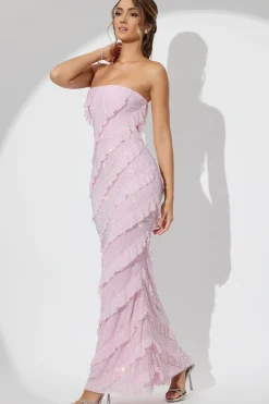Oh Polly Wedding Guest | Party Dresses^Embellished Strapless Ruffle Maxi Dress in Soft Pink SoftPink