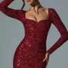 Oh Polly Party Dresses | Holiday Party Dresses & Outfits^Embellished Sweetheart-Neck Mini Dress in Red