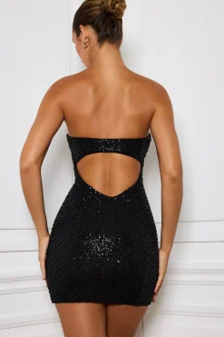 Oh Polly Party Dresses | Night Out^Embellished Sweetheart-Neck Mini Dress in Black