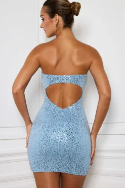Oh Polly Party Dresses | Night Out^Embellished Sweetheart-Neck Mini Dress in Light Blue LightBlue