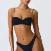 Oh Polly Bikini Sets | Bikini Tops^Embellished Underwired Balconette Bikini Top in Black